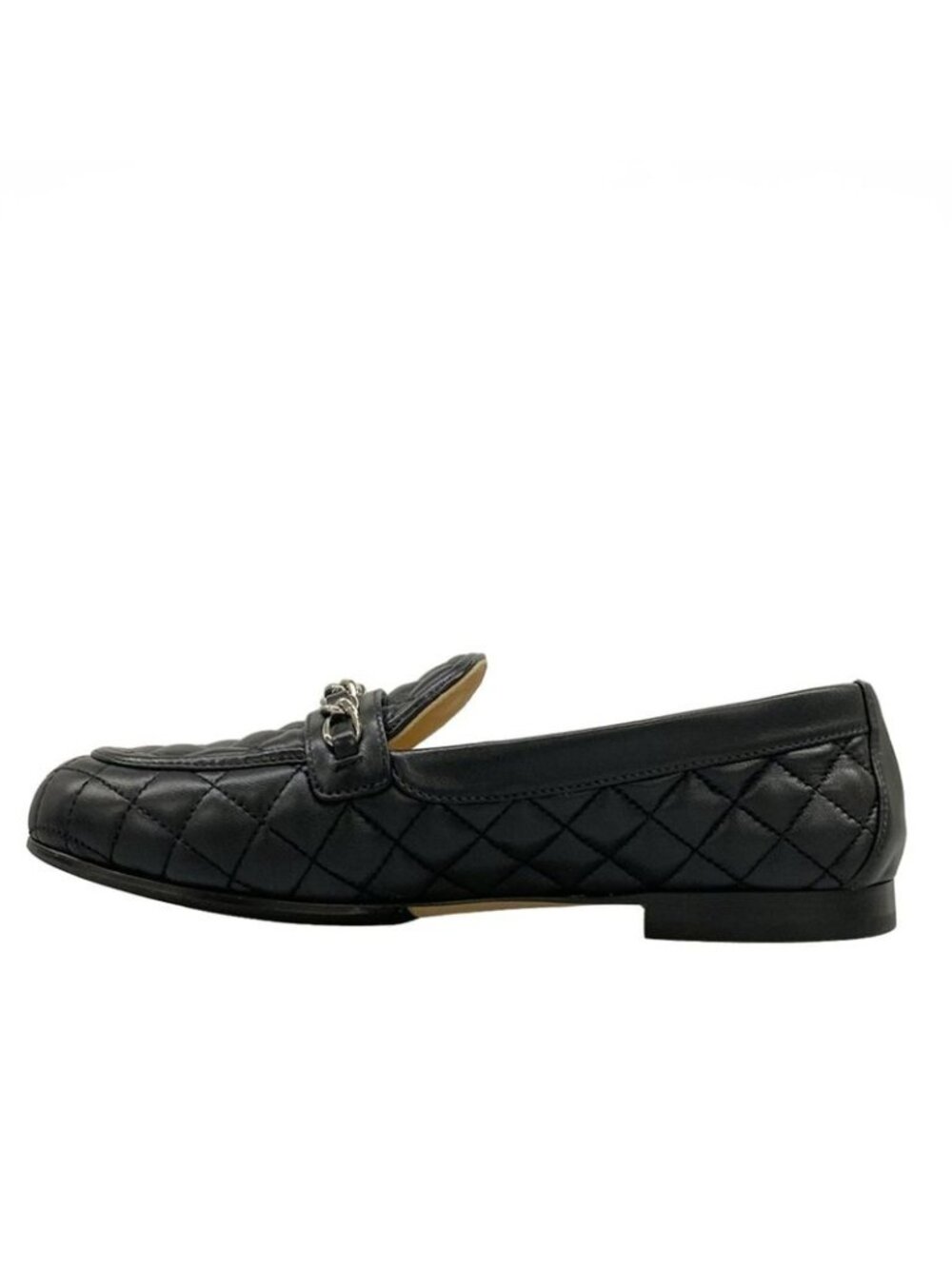 Chanel Loafers 36 C Quilted Black Silver Coco Charm Lambskin - Picture 3 of 12